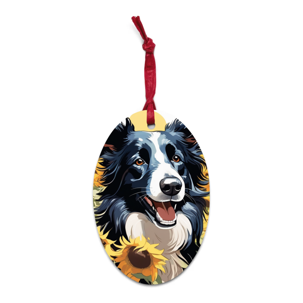 PugMug Custom Border Collie Wooden Ornament