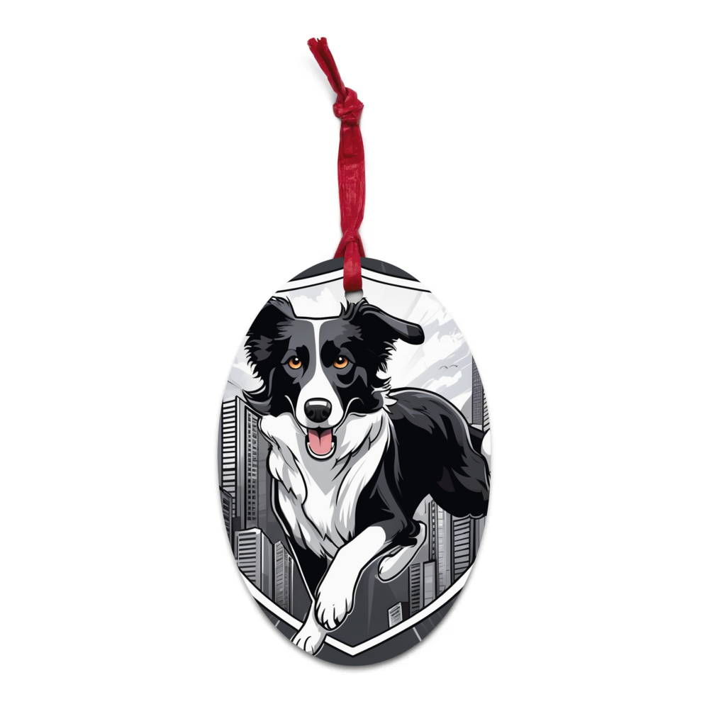 PugMug Custom Border Collie Wooden Ornament