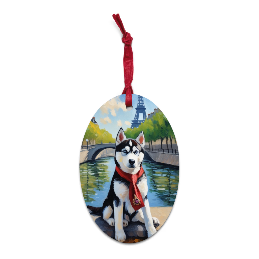 PugMug Custom Siberian Husky Wooden Ornament