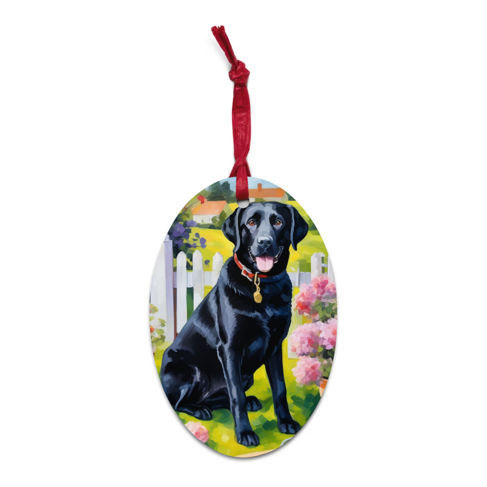 PugMug Custom Black Labrador Retriever Wooden Ornament