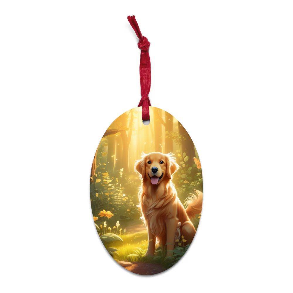PugMug Custom Golden Retriever Wooden Ornament