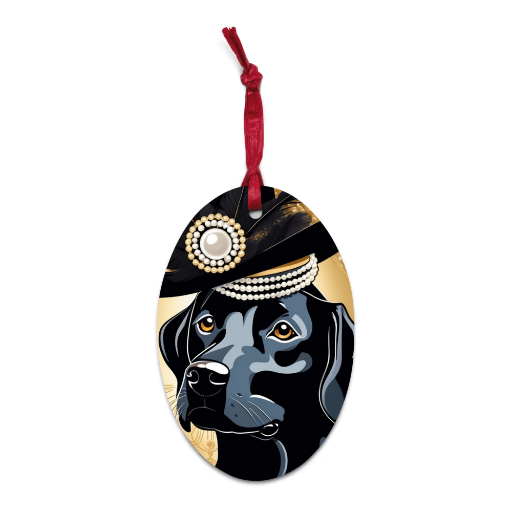 PugMug Custom Black Labrador Retriever Wooden Ornament