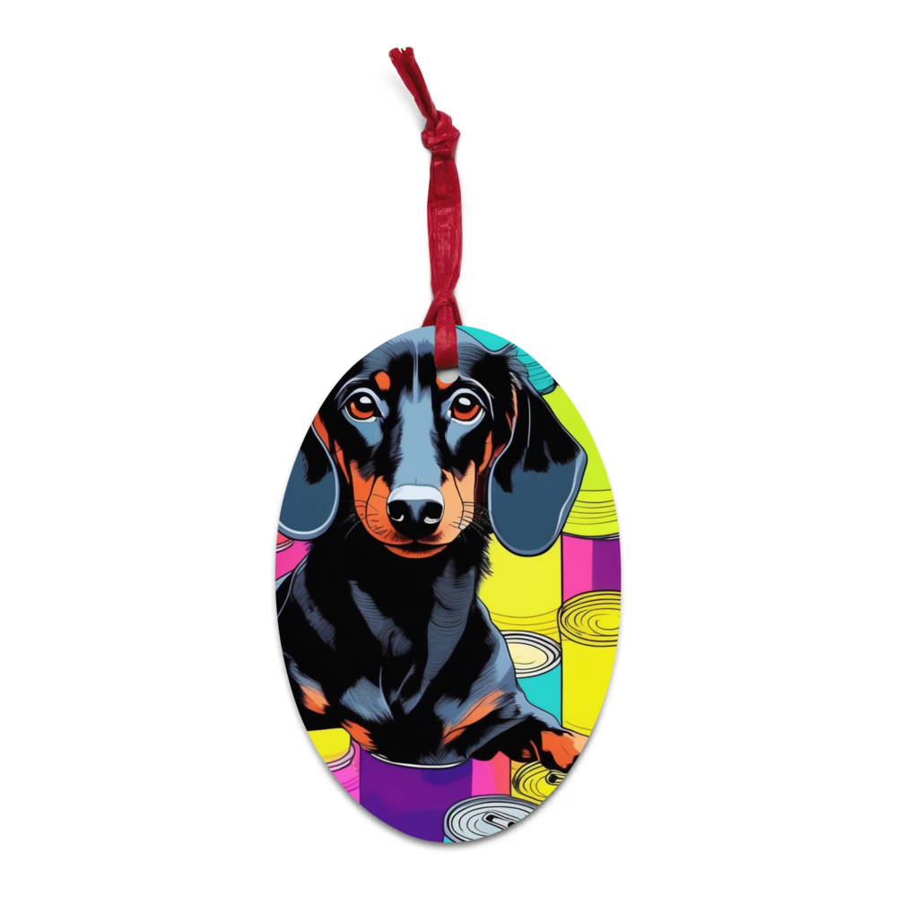 PugMug Custom Black Dachshund Wooden Ornament