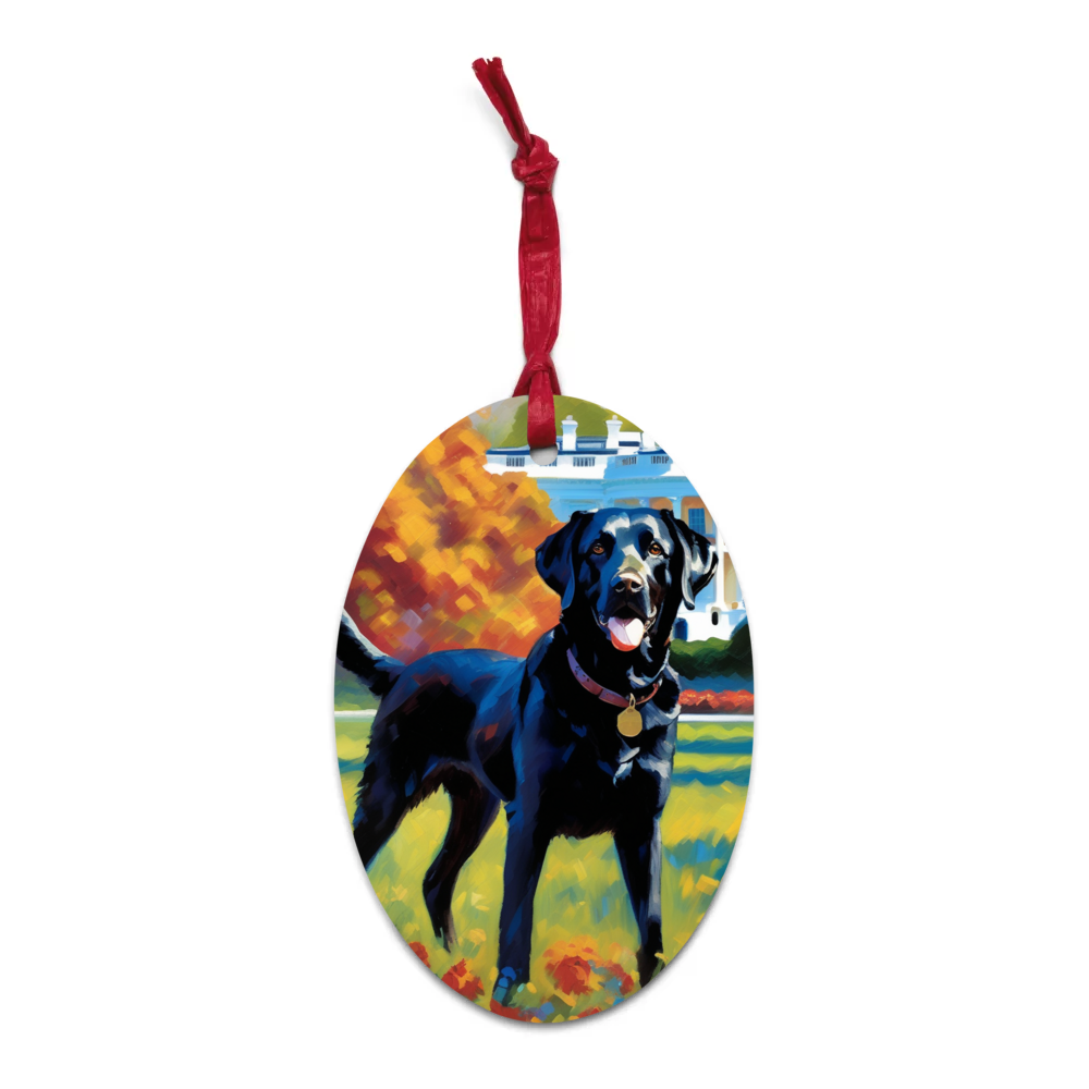 PugMug Custom Black Labrador Retriever Wooden Ornament
