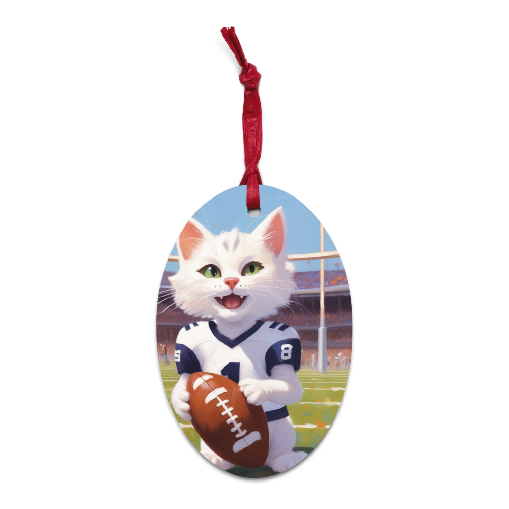 PugMug Custom White Companion Cat Wooden Ornament