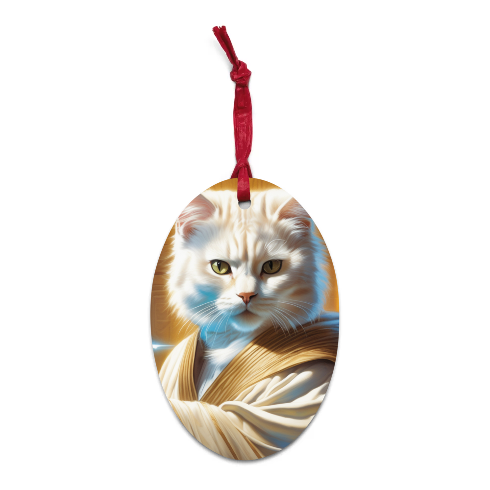 PugMug Custom White Exotic Cat Wooden Ornament