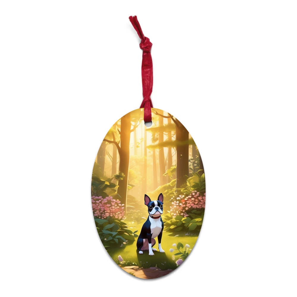 PugMug Custom Boston Terrier Wooden Ornament