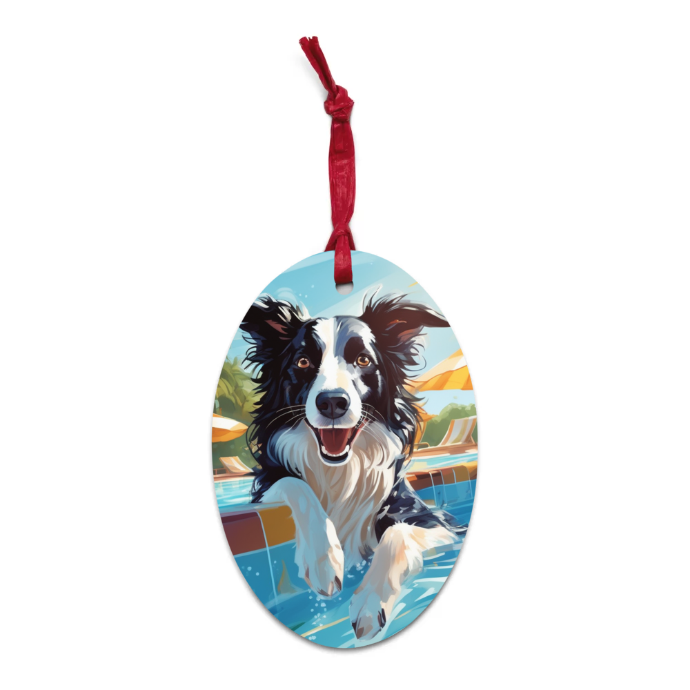 PugMug Custom Border Collie Wooden Ornament