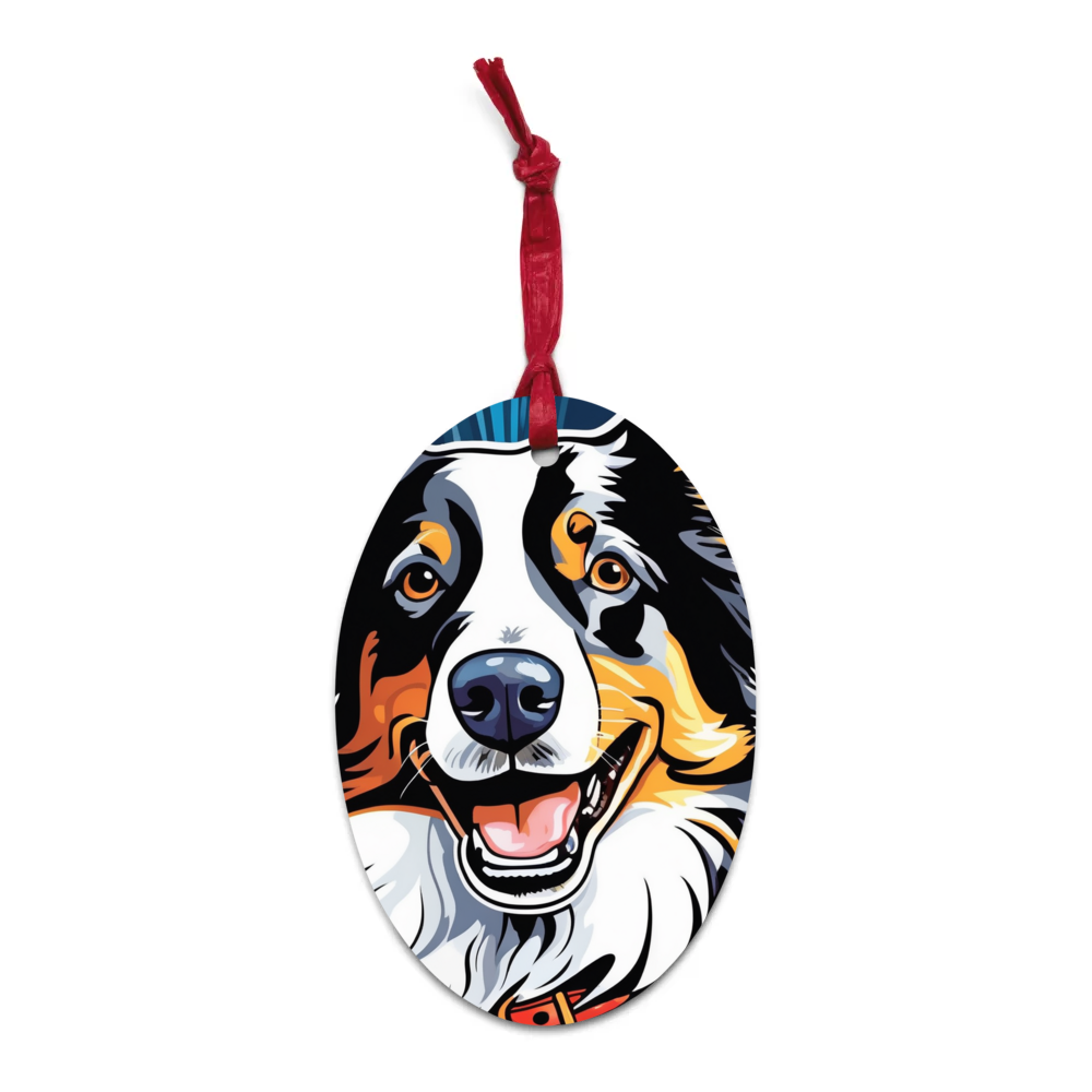 PugMug Custom Border Collie Wooden Ornament