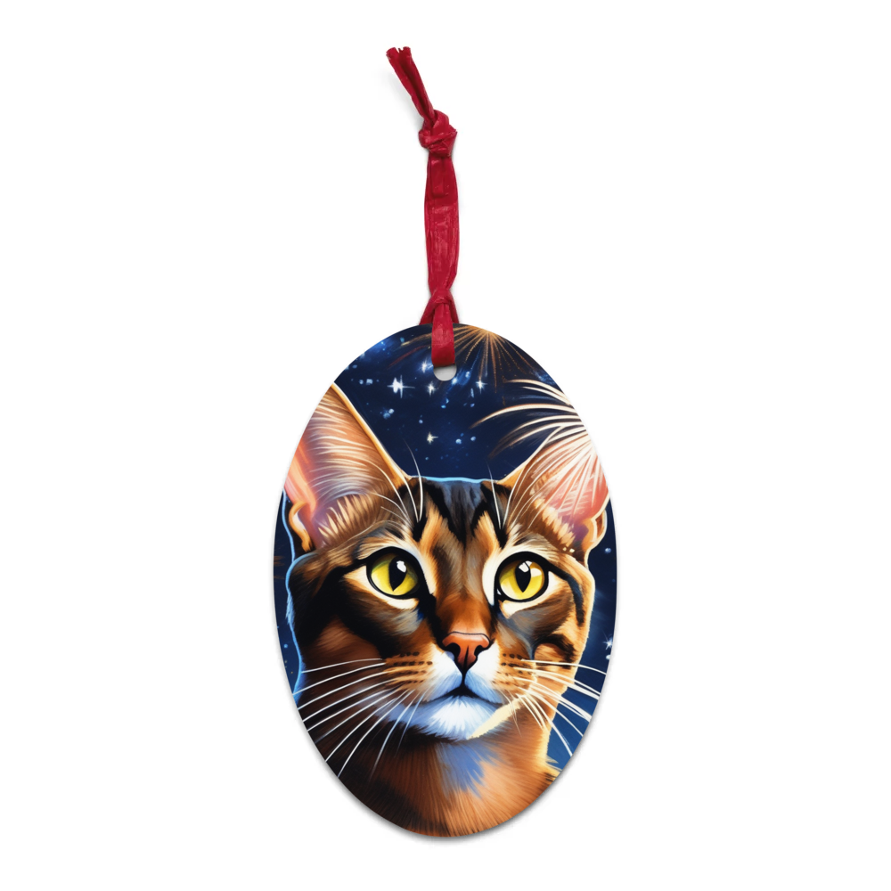 PugMug Custom Tabby Abyssinian Cat Wooden Ornament