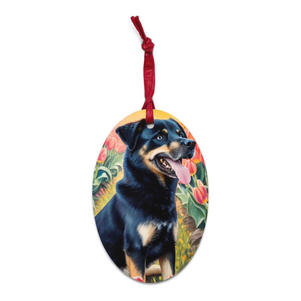 PugMug Custom Blue Wooden Ornament