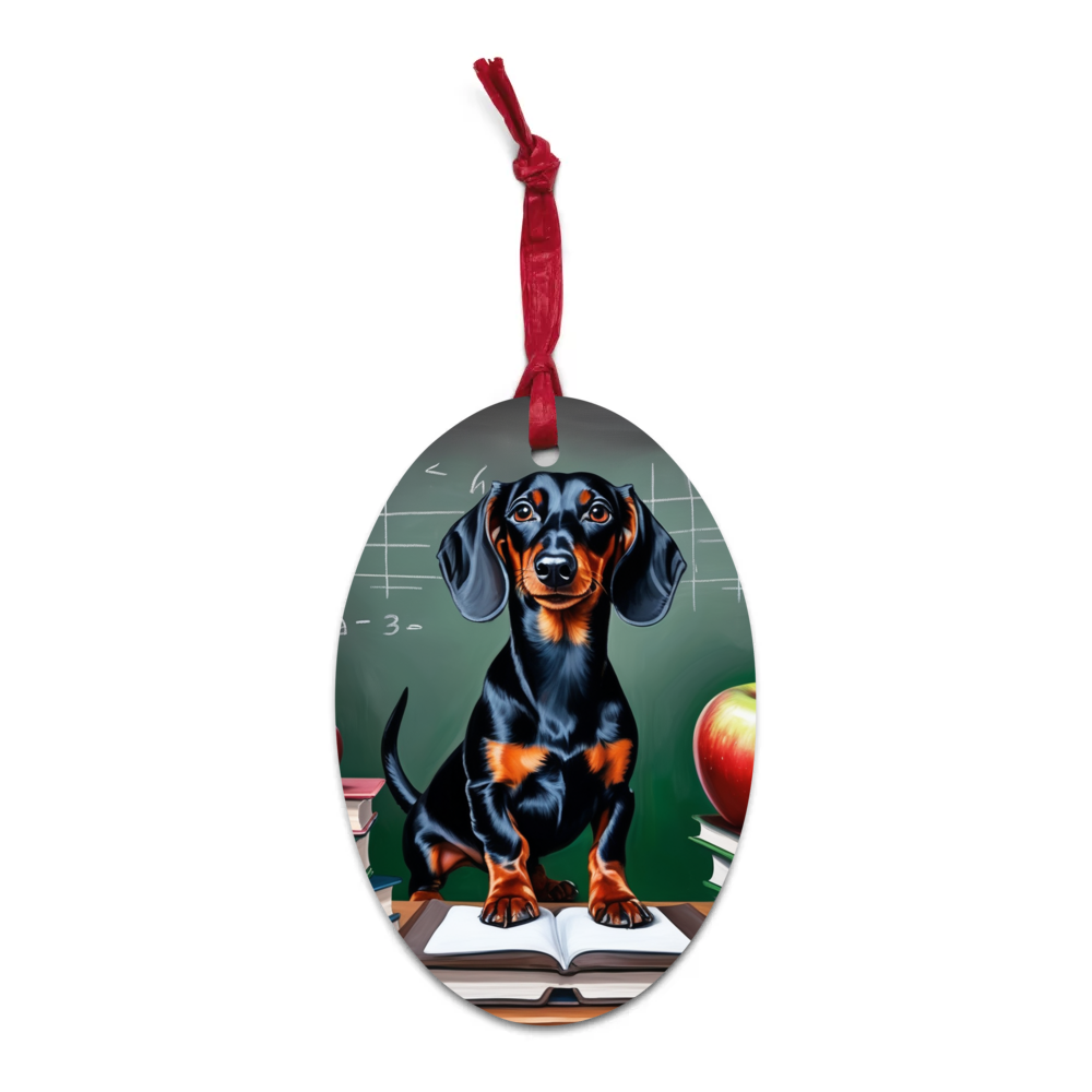PugMug Custom Black Dachshund Wooden Ornament