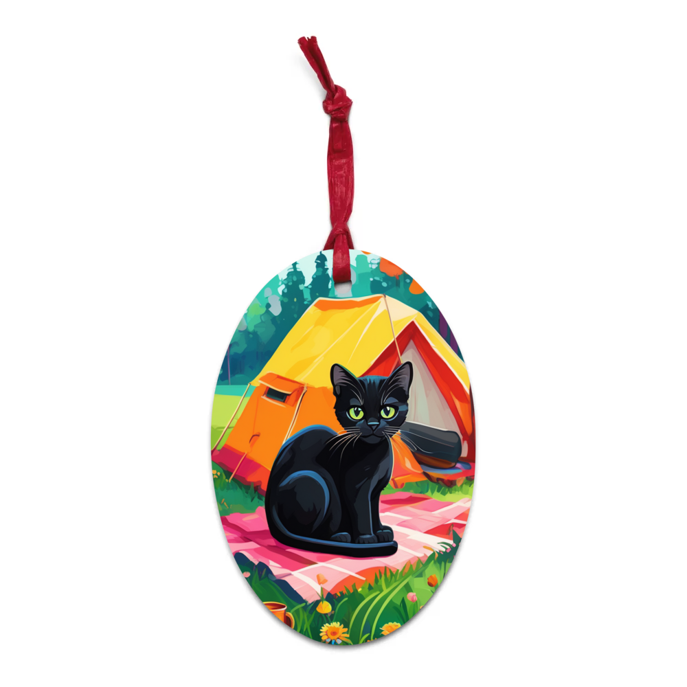 PugMug Custom Black Exotic Cat Wooden Ornament