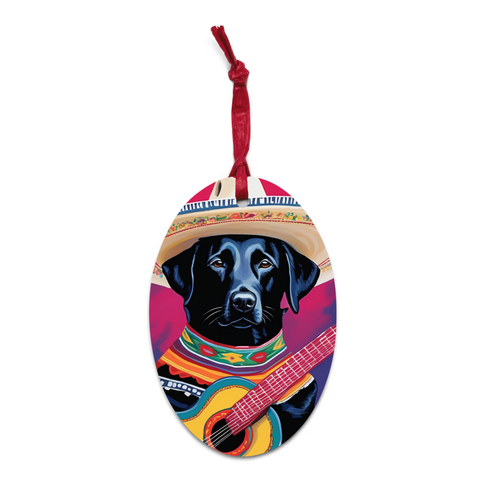 PugMug Custom Black Labrador Retriever Wooden Ornament