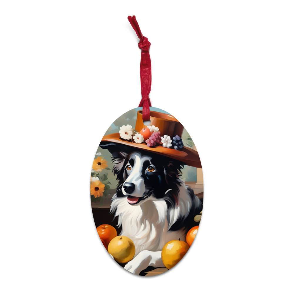 PugMug Custom Border Collie Wooden Ornament