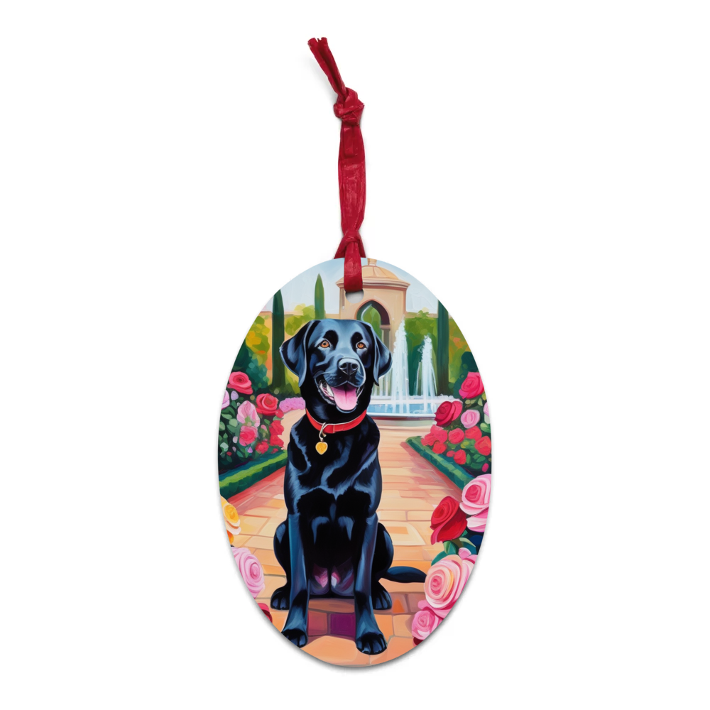 PugMug Custom Black Labrador Retriever Wooden Ornament