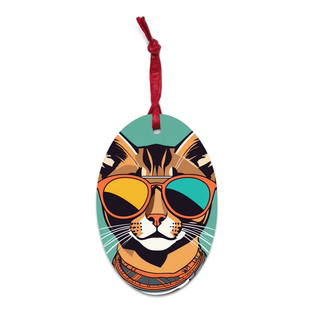 PugMug Custom Tabby Abyssinian Cat Wooden Ornament