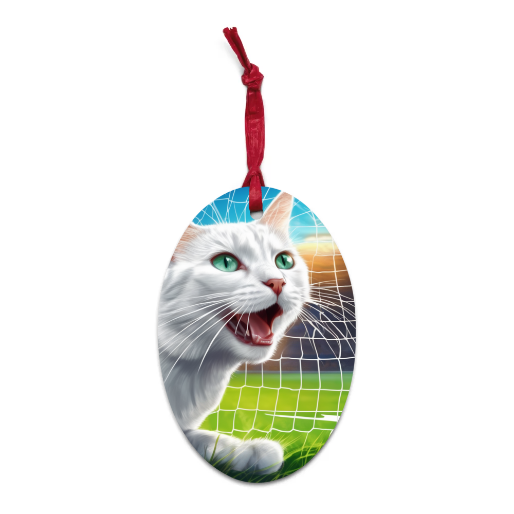 PugMug Custom White Companion Cat Wooden Ornament