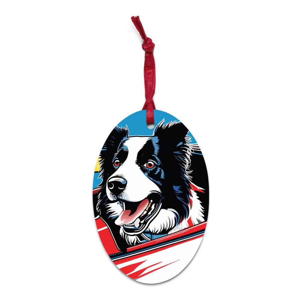 PugMug Custom Border Collie Wooden Ornament