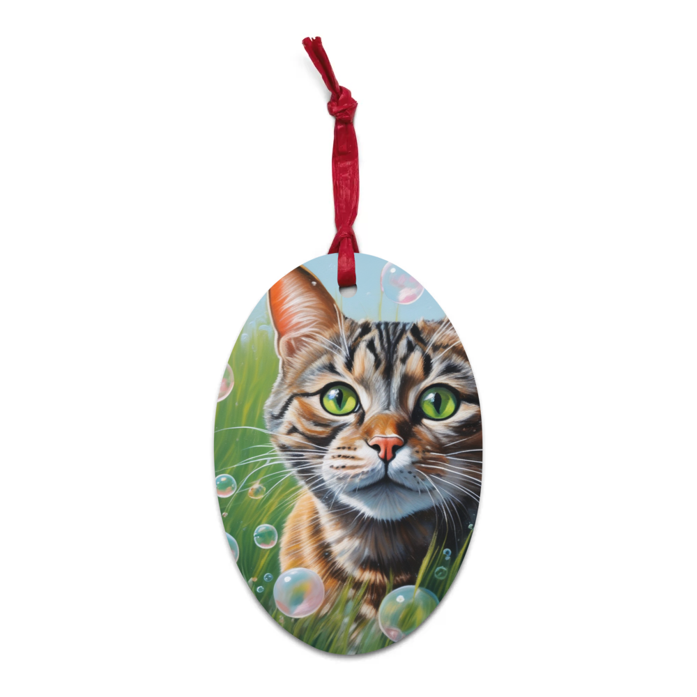 PugMug Custom Tabby Companion Cat Wooden Ornament