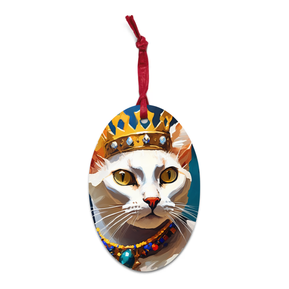 PugMug Custom White Abyssinian Cat Wooden Ornament