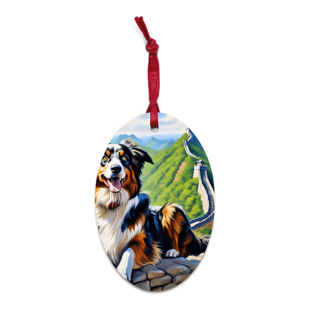 PugMug Custom Australian Shepherd Dog Wooden Ornament