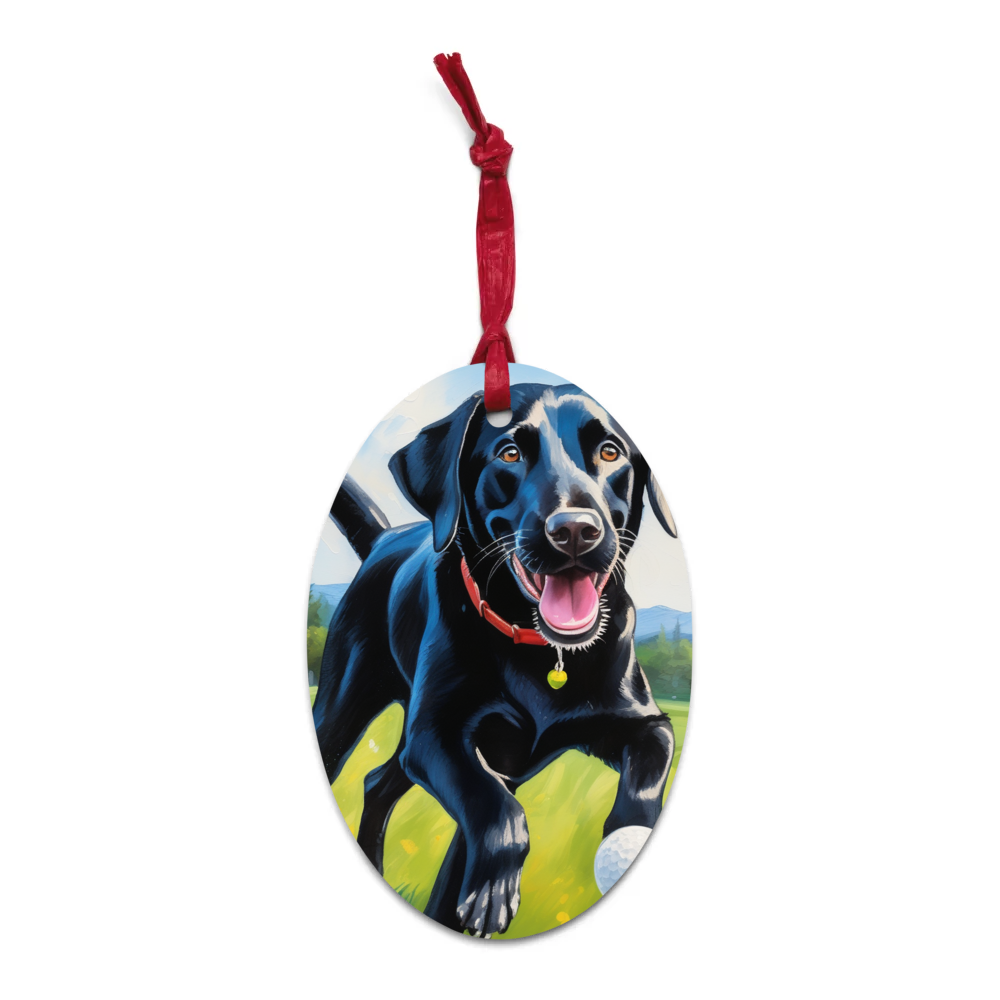 PugMug Custom Black Labrador Retriever Wooden Ornament