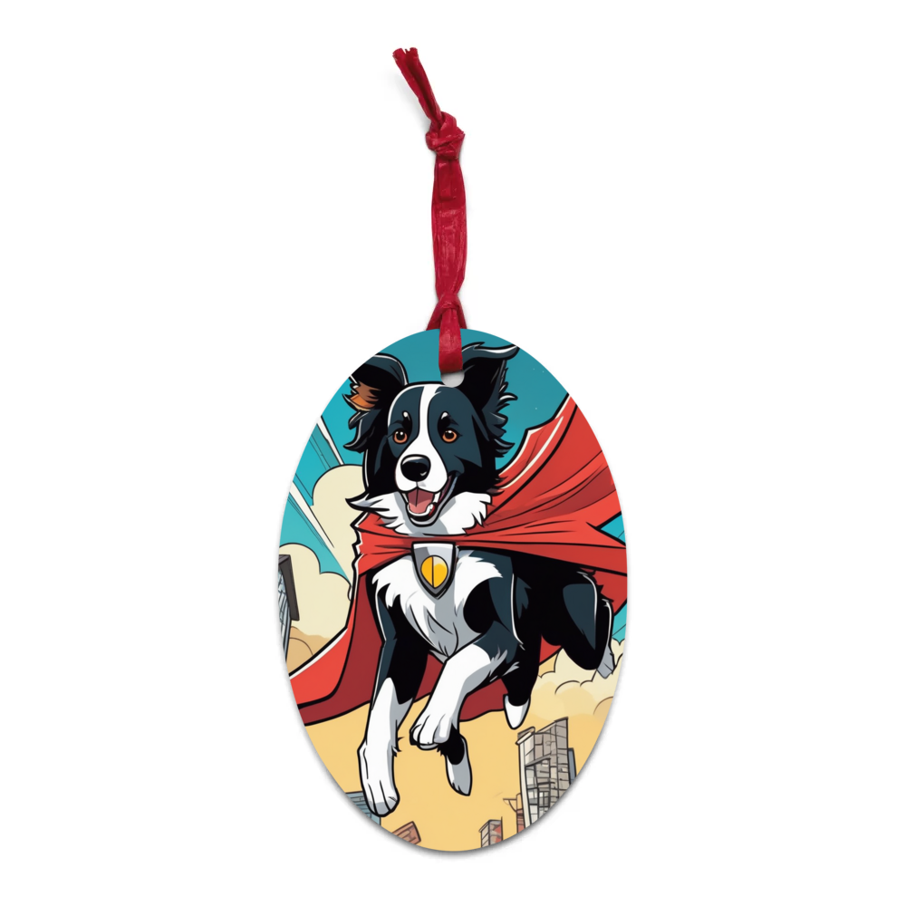 PugMug Custom Border Collie Wooden Ornament