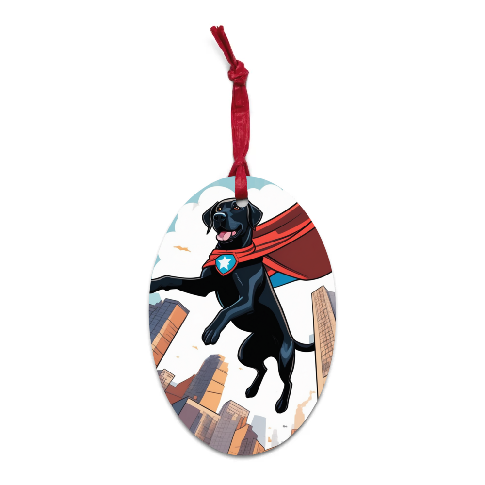 PugMug Custom Black Labrador Retriever Wooden Ornament