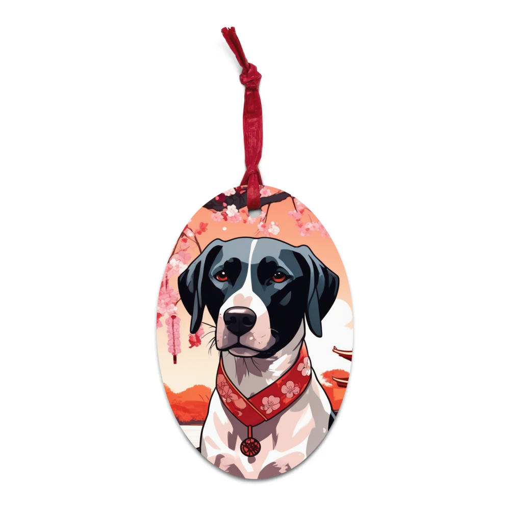 PugMug Custom Pointer Dog Wooden Ornament