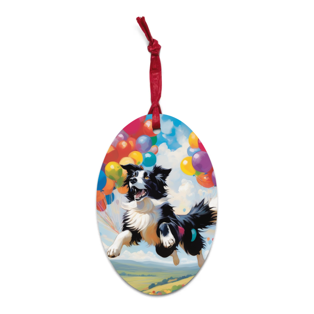 PugMug Custom Border Collie Wooden Ornament