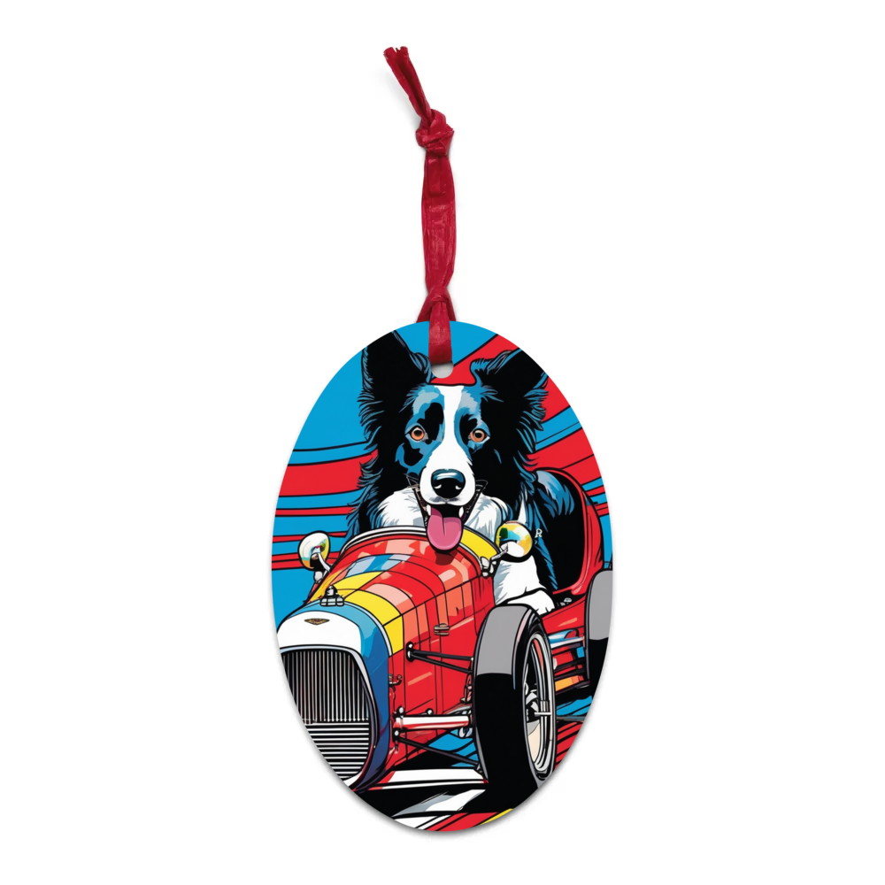 PugMug Custom Border Collie Wooden Ornament