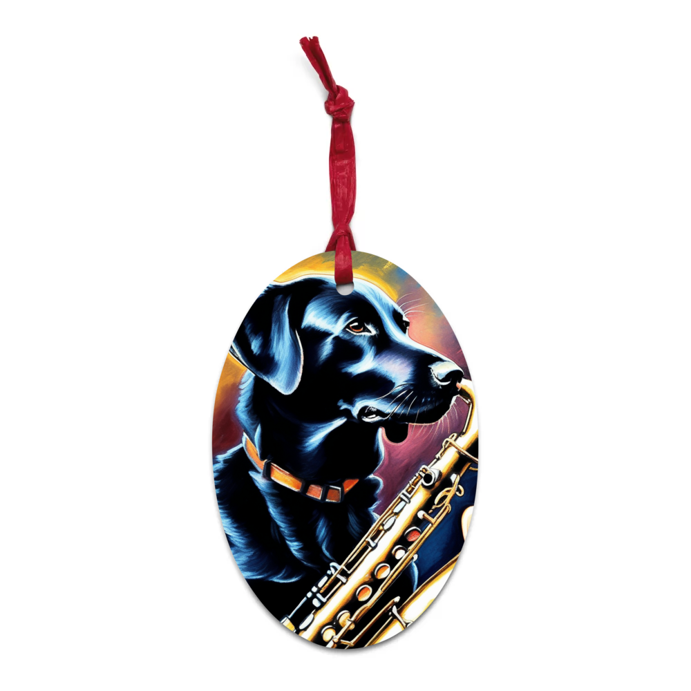 PugMug Custom Black Labrador Retriever Wooden Ornament