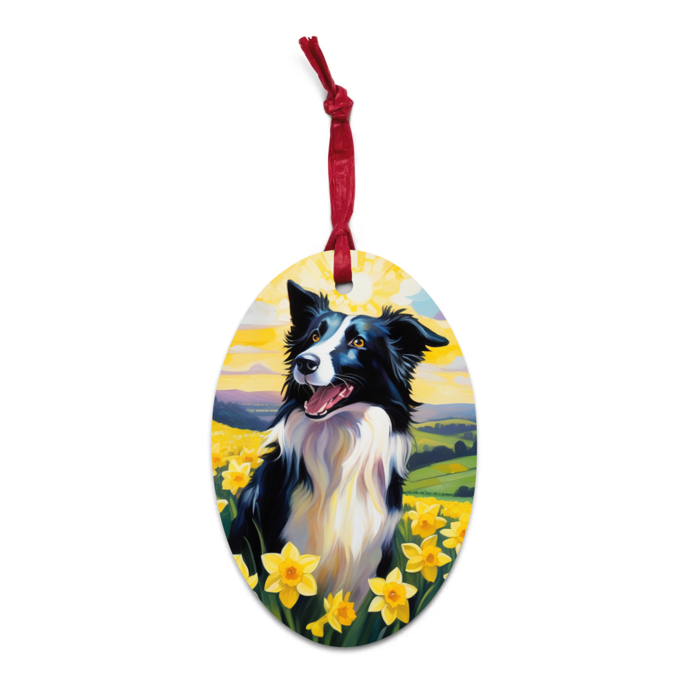 PugMug Custom Border Collie Wooden Ornament