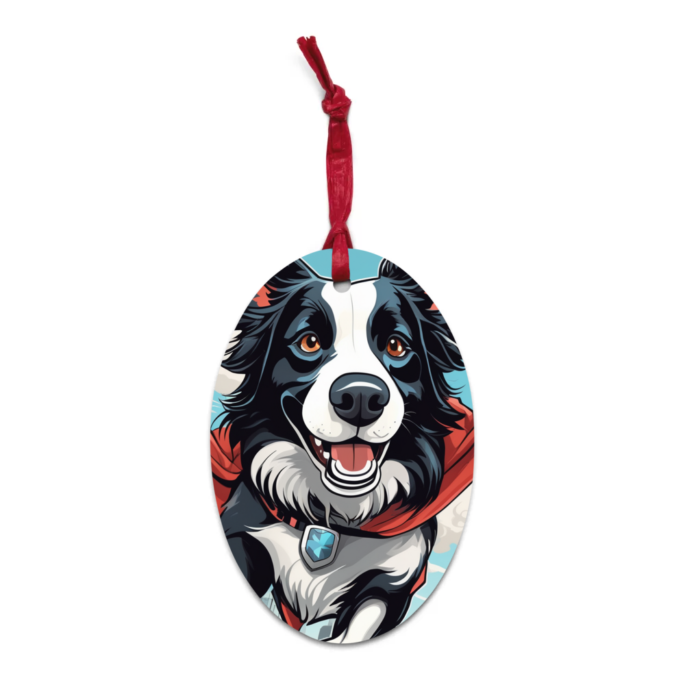 PugMug Custom Border Collie Wooden Ornament