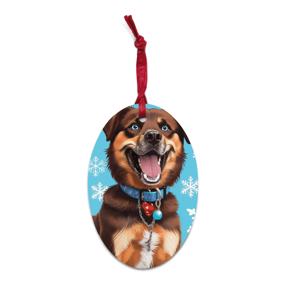 PugMug Custom Blue Wooden Ornament