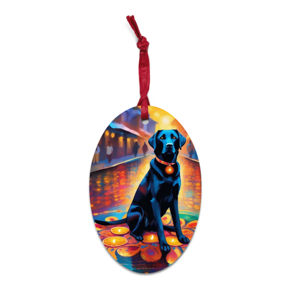 PugMug Custom Black Labrador Retriever Wooden Ornament