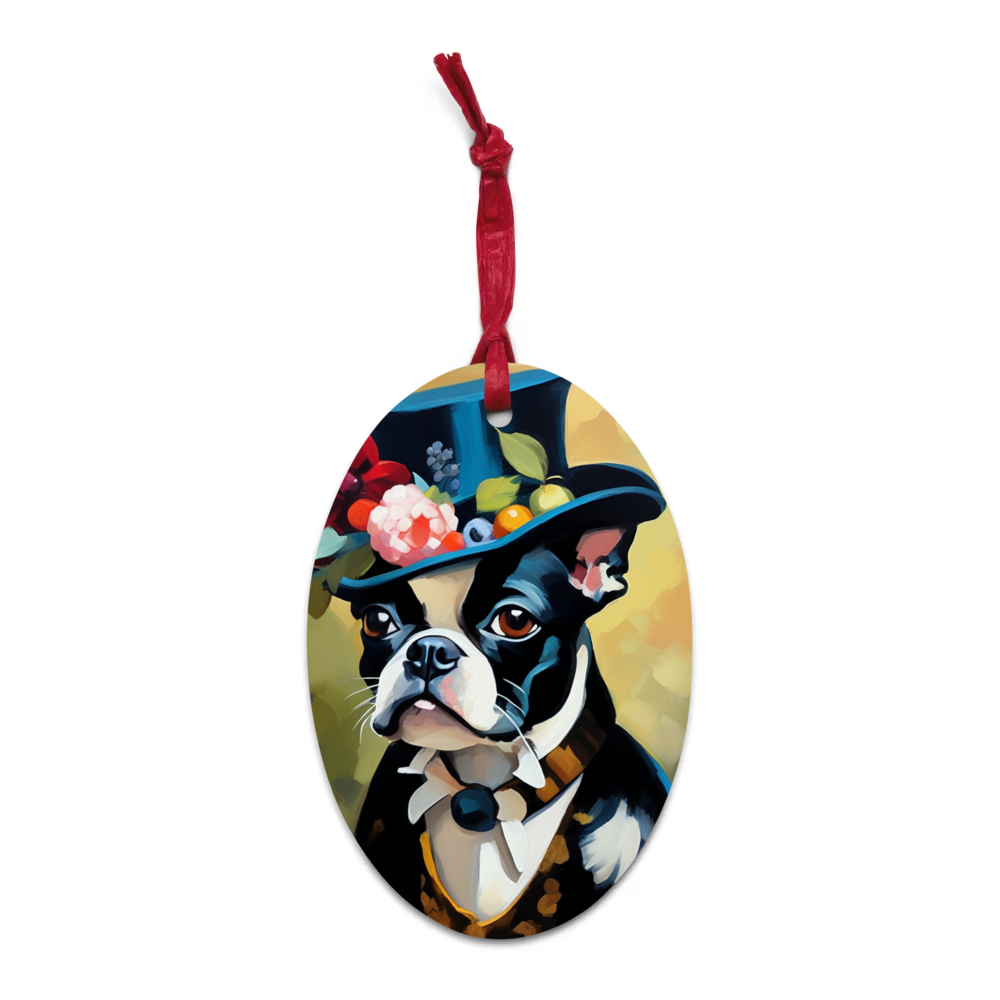 PugMug Custom Boston Terrier Wooden Ornament