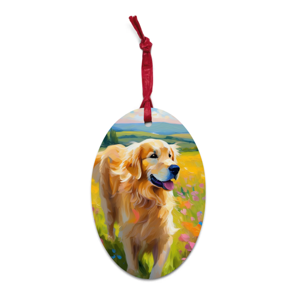 PugMug Custom Golden Retriever Wooden Ornament