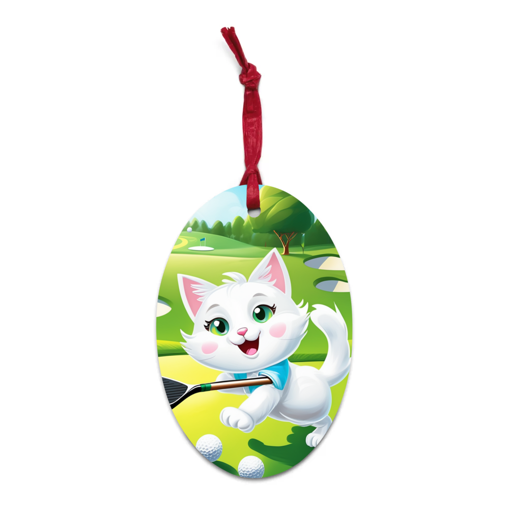 PugMug Custom White Companion Cat Wooden Ornament