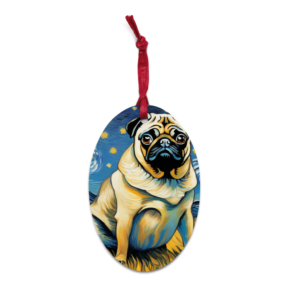 PugMug Custom Pug Wooden Ornament