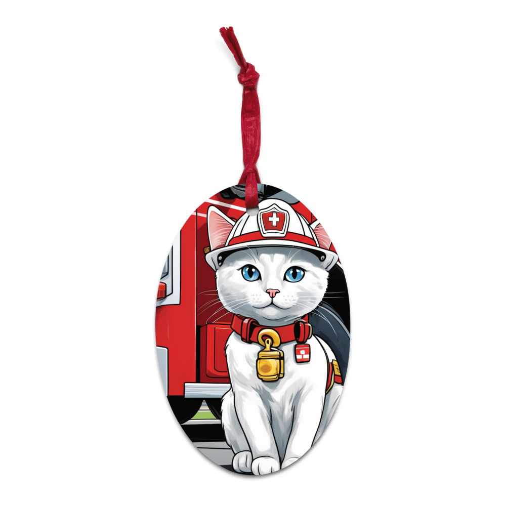 PugMug Custom White Companion Cat Wooden Ornament