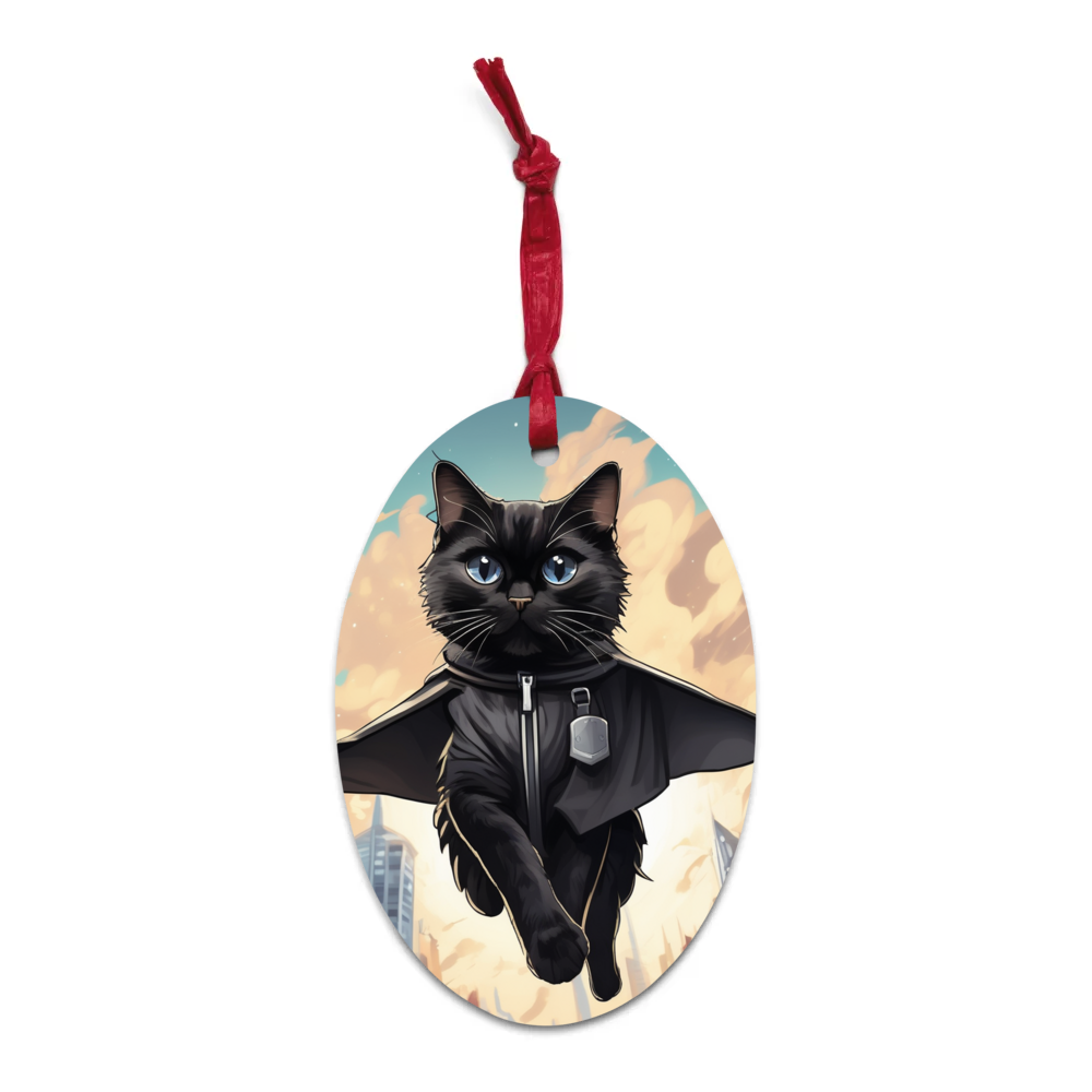 PugMug Custom Black Ragdoll Cat Wooden Ornament