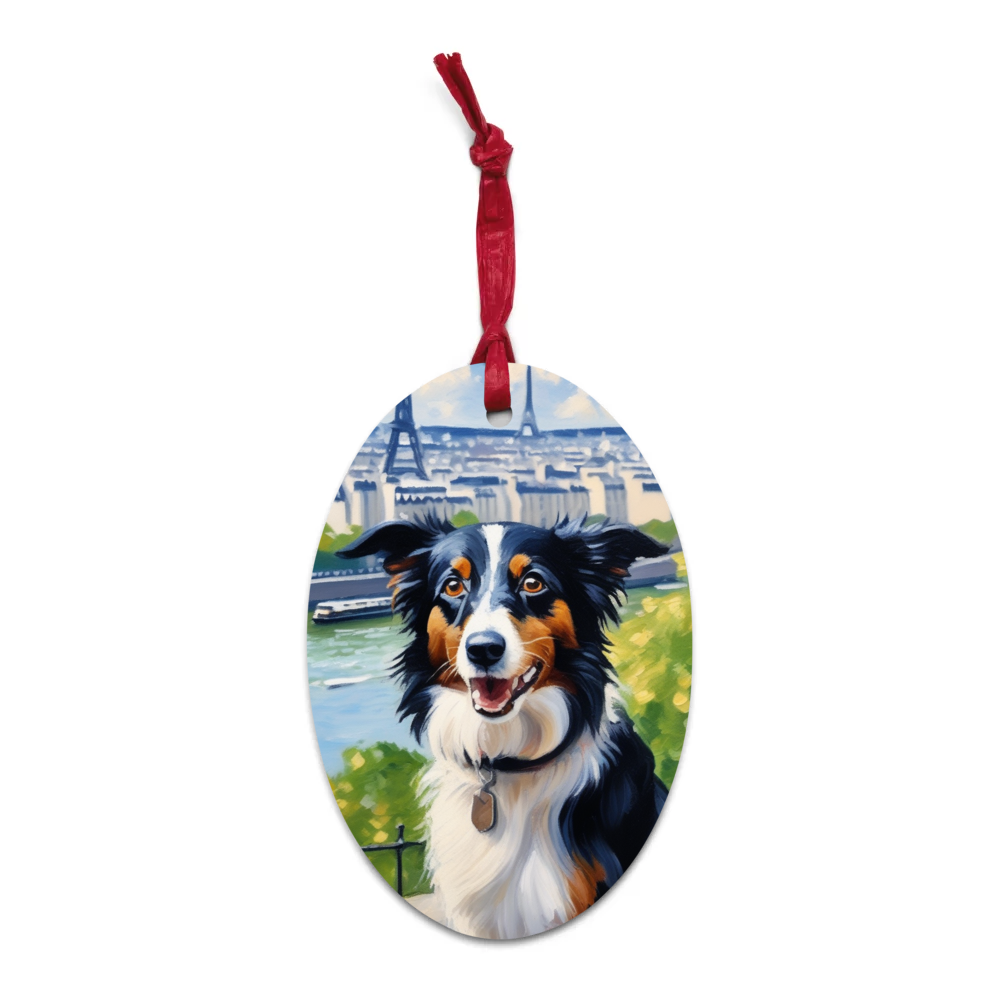 PugMug Custom Border Collie Wooden Ornament