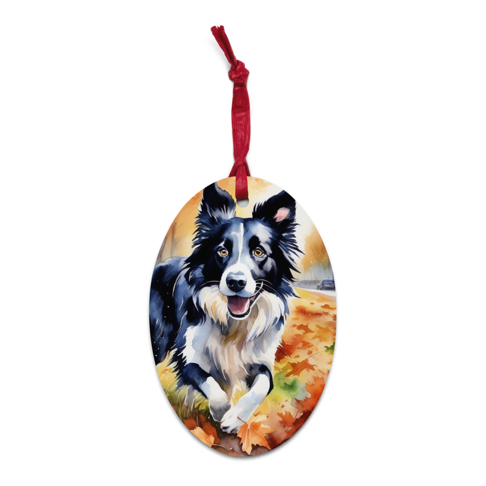PugMug Custom Border Collie Wooden Ornament
