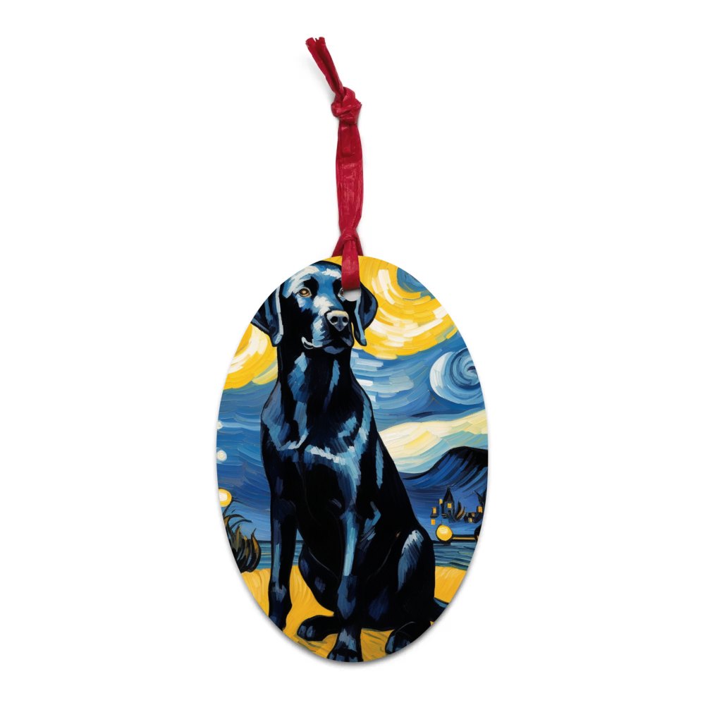 PugMug Custom Black Labrador Retriever Wooden Ornament