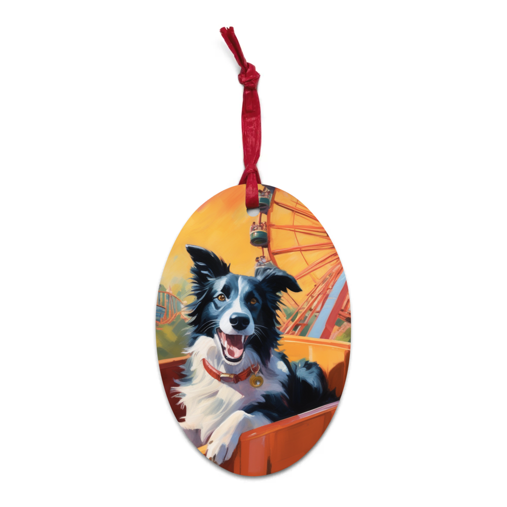PugMug Custom Border Collie Wooden Ornament
