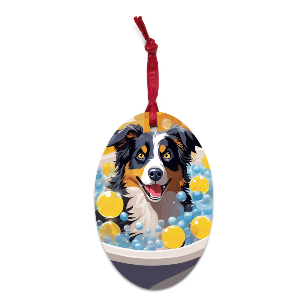 PugMug Custom Australian Shepherd Dog Wooden Ornament