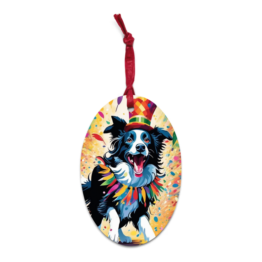 PugMug Custom Border Collie Wooden Ornament