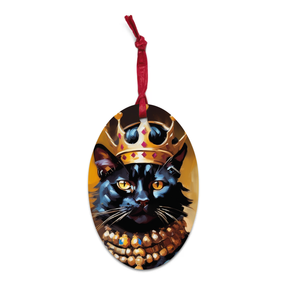 PugMug Custom Black Exotic Cat Wooden Ornament